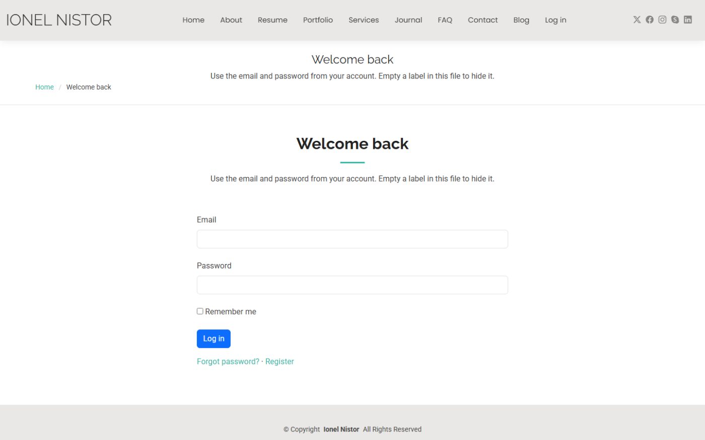 Login on a theme
