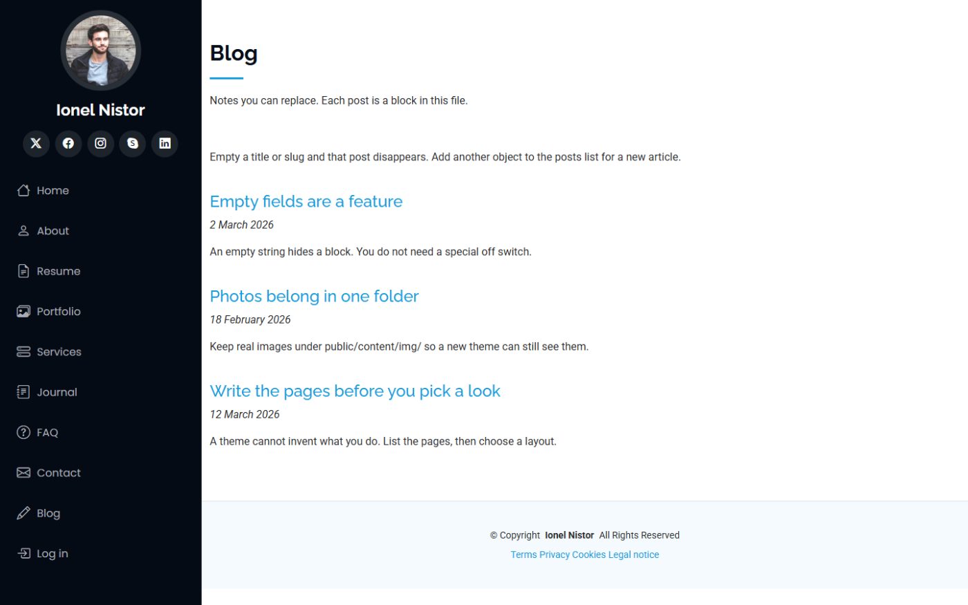 Blog on a theme